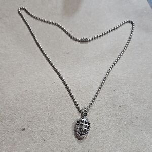 Goalies Necklace Face Mask Helmet Jewelry Gift Rugby Dad Silver Tone